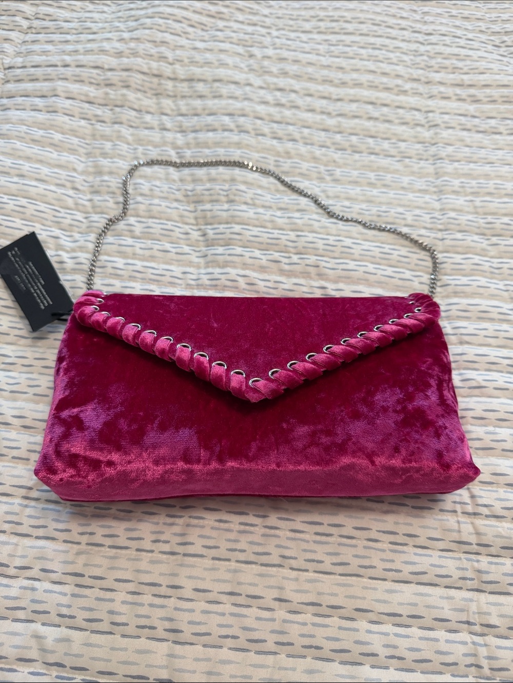Velvet Envelope Shoulder Bag in Fuchsia Pink - Never used